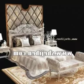 Hotel Queen Bed Luxury Style 3d model