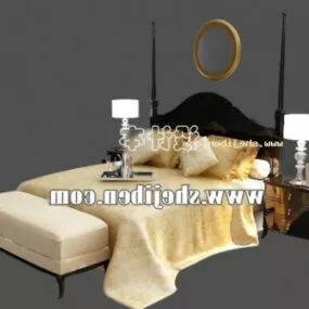 Hotel Luxurious Double Bed 3d model