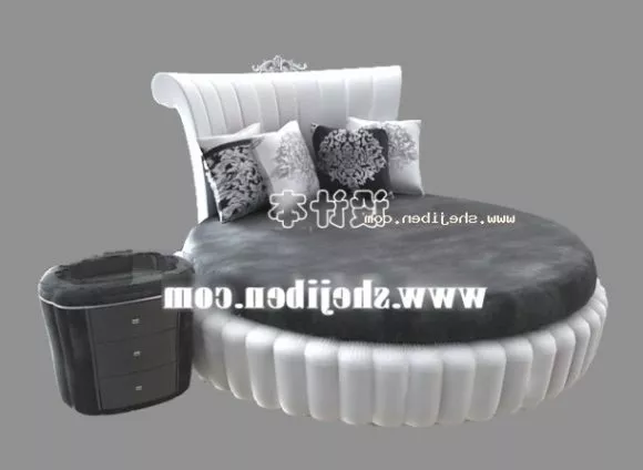 White Bed With Texture Mattress And Pillow 3d model