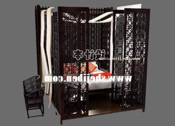 Simple Single Bed With Drawers 3d model