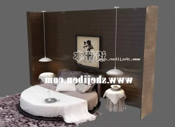 Double Bed Elegant Style With Mattress 3d model