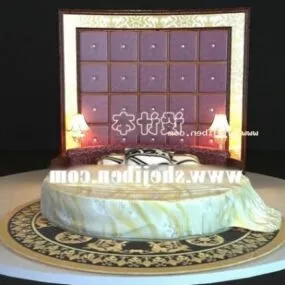 Round Bed With Tufted Backwall 3d model