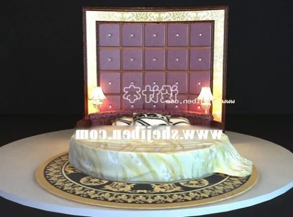 Round Bed With Tufted Backwall 3d model Round Bed With Tufted Backwall 3d model