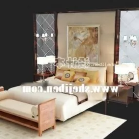 Hotel Bed With Ottoman 3d model