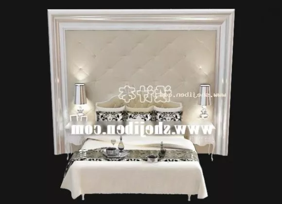 Old Bed With Carpet And Antique Daybed 3d model