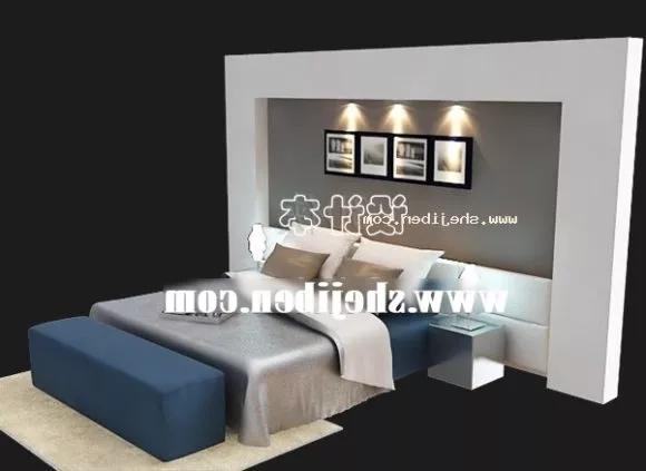Modern Bed With Curved Frame 3d model