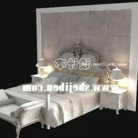 White Bed Boutique Furniture 3d model