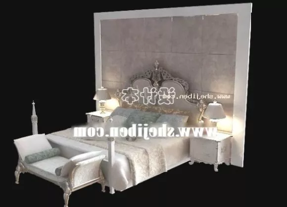 Fireplace Modern With Bar Table 3d model