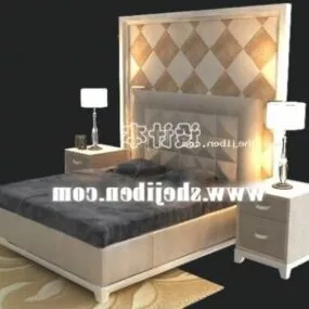 Hotel Bed With Backwall And Nightstand 3d model