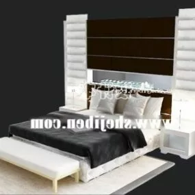 Modern Bed Carpet And Backwall Shelf 3d model