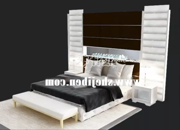Double Bed Retro Texture 3d model