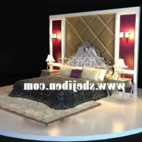 Antique Bed With Tufted Backwall 3d model