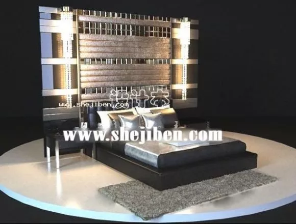 Modern Bed With Glass Partition Back 3d model Modern Bed With Glass Partition Back 3d model
