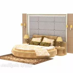 Round Bed With Backwall Partition 3d model