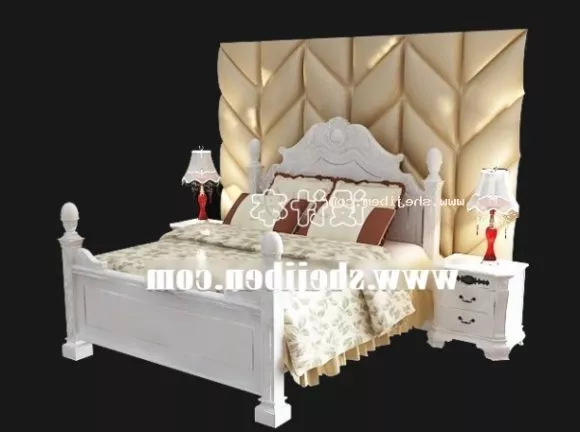 Simple Bed Ikea With Bookshelf 3d model