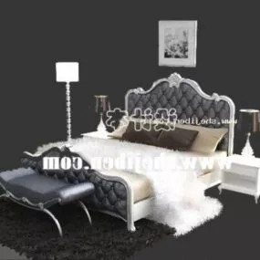 Tufted Head Bed Antique Furniture 3d model