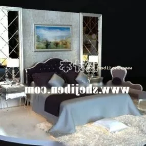 Neo Classic Bed With Backwall Decorative 3d model