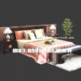 Antique Bed Set With Carpet 3d model