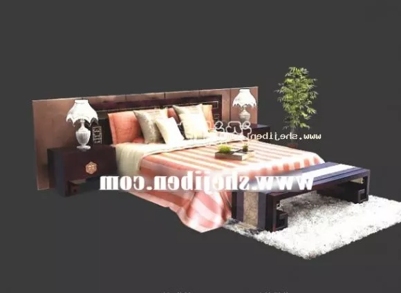 Fireplace Modern With Bar Table 3d model