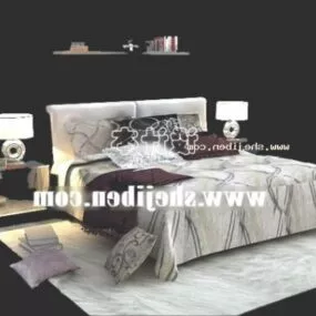 Hotel Modern Bed Carpet And Table Lamp 3d model