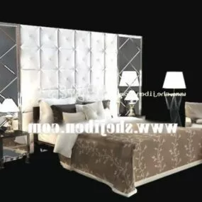 Hotel Bed With Upholstered Backwall 3d model