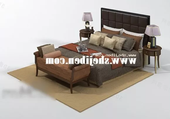 Old Bed With Carpet And Antique Daybed 3d model Old Bed With Carpet And Antique Daybed 3d model