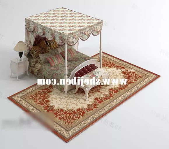 Circular Bed Upholstered With Mattress 3d model
