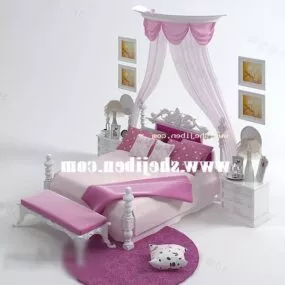 Pink Bed Full Set 3d model