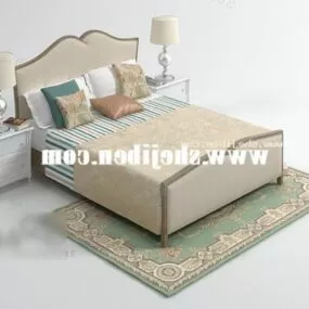 Hotel Beige Bed Bedroom Furniture 3d model
