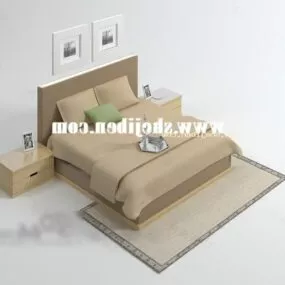 Hotel Bed And Carpet Bedroom Furniture 3d model