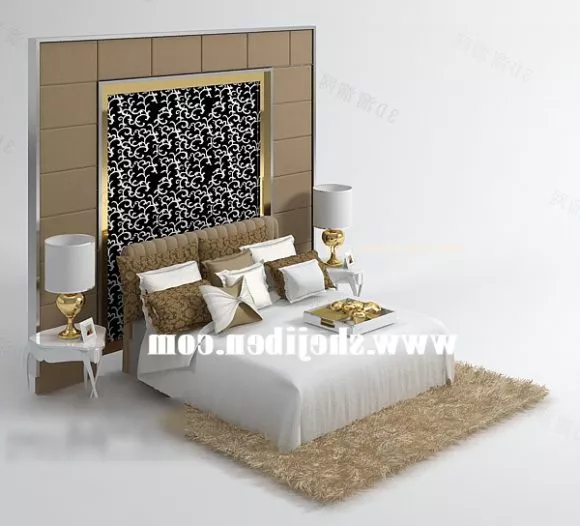 Iron Frame Bed With Mattress 3d model