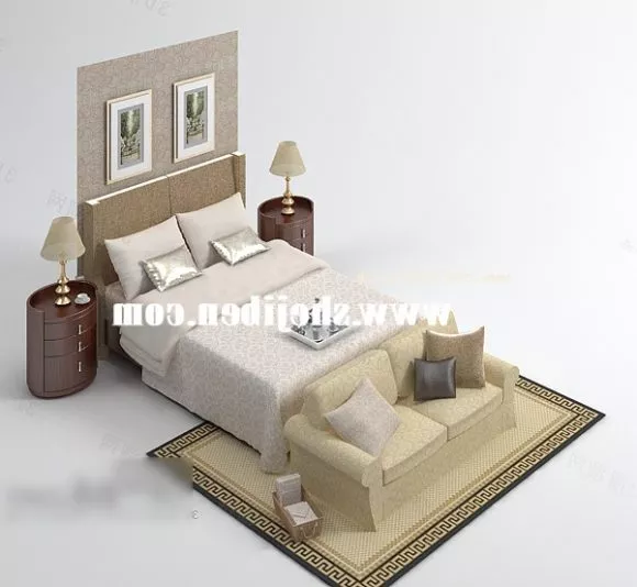 Royal Bed With Decoration 3d model