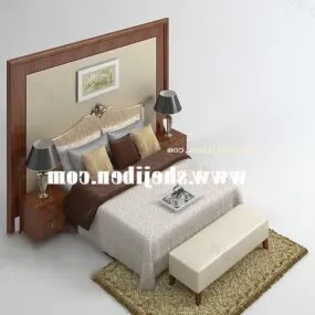 Hotel Bed Full Set Furniture 3d model