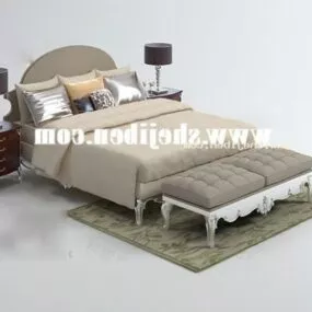 Hotel European Bed With Carpet 3d model