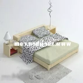 Modern Bed With Carpet Furniture 3d model