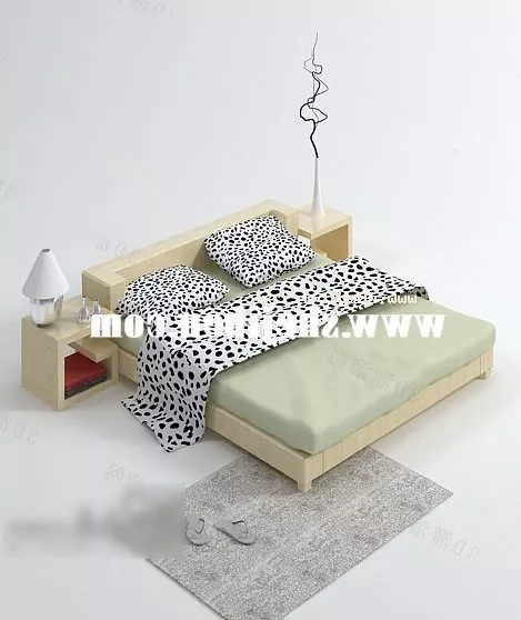 Modern Bed With Carpet Furniture 3d model Modern Bed With Carpet Furniture 3d model