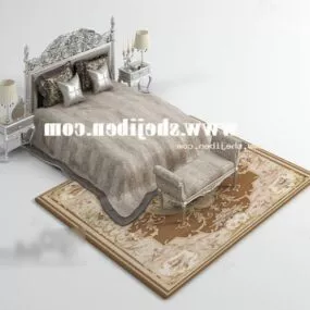 Classic European Bed With Carpet 3d model