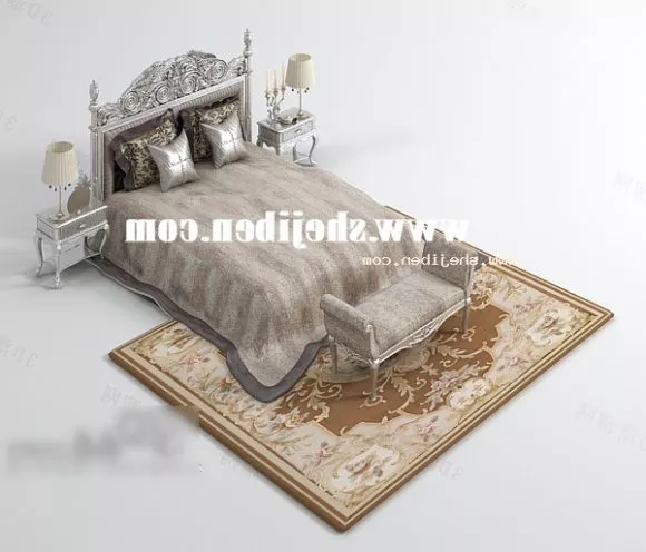 Bedroom With Cabinet Bed 3d model