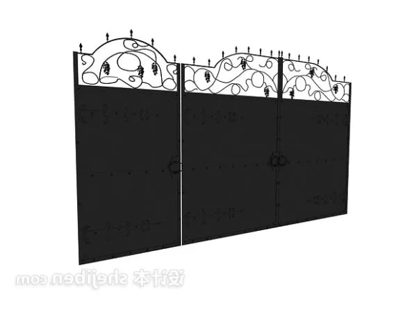 Iron Gate With Decoration Floral 3d model