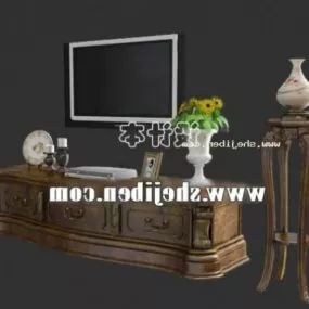 Classic Tv Cabinet With Television 3d model