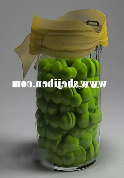 Bowl With Spoon, Kitchen Jar Bottle Set 3d model