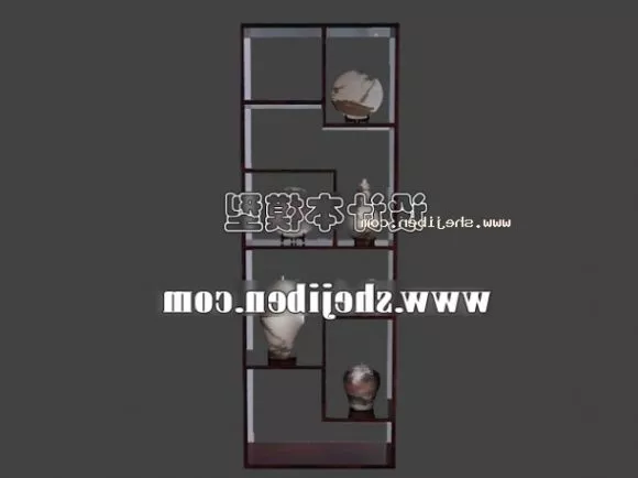 Wooden Bookshelf With Book Set 3d model