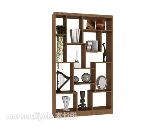 Chinese Bookshelf Wooden 3d model