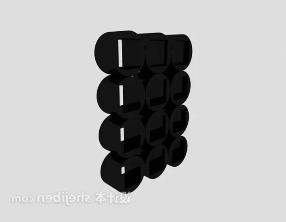Curved Bookshelf Rack With Under Cabinet 3d model