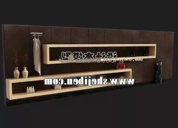Shelves With Various Decorative, Vase, Book, Potted Plant 3d model