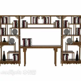 Modern Wood Wall Bookcase 3d model