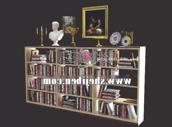 Shelves With Various Decorative, Vase, Book, Potted Plant 3d model