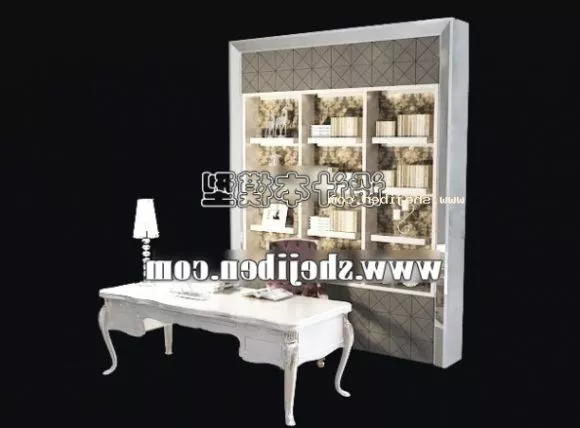 European Bookcase With Work Table 3d model European Bookcase With Work Table 3d model