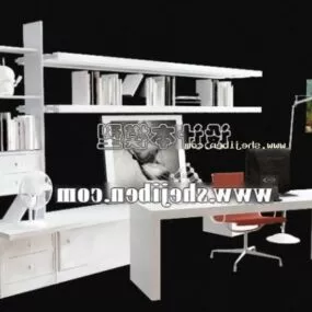 Working Table Bookcase Set 3d model