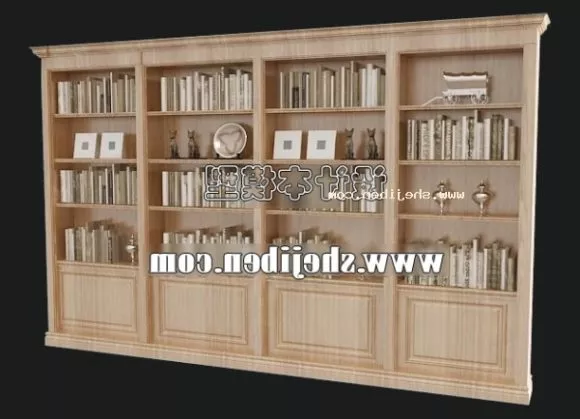 Wall Bookcase Wooden Material 3d model Wall Bookcase Wooden Material 3d model